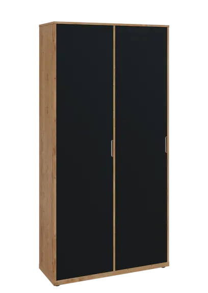 KSR6-81 L skříň šatní, 2x výsuvné ramínko, 2053x1022x400 mm, provedení levé, dub lite/černá